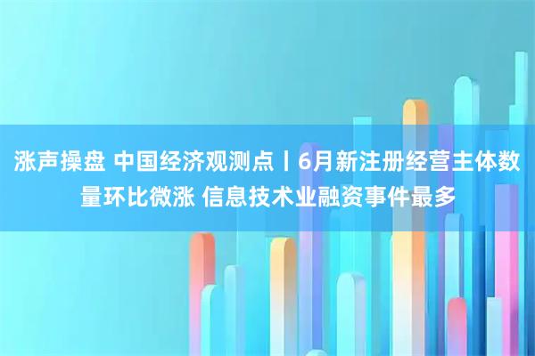 涨声操盘 中国经济观测点丨6月新注册经营主体数量环比微涨 信息技术业融资事件最多